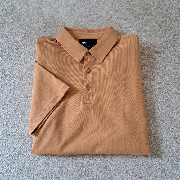 Le31 | Simons Mens Jersey Polo Size Medium Short Sleeved Shirt Camel NWT - Picture 13 of 13